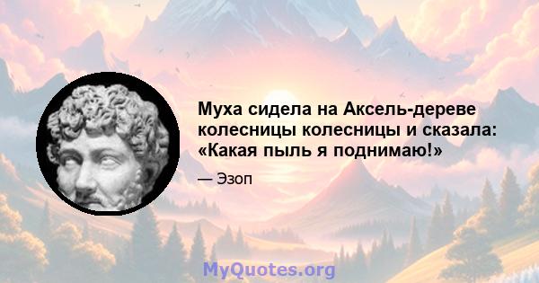 Муха сидела на Аксель-дереве колесницы колесницы и сказала: «Какая пыль я поднимаю!»