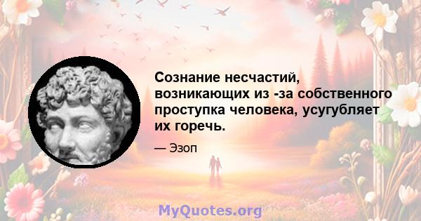 Сознание несчастий, возникающих из -за собственного проступка человека, усугубляет их горечь.