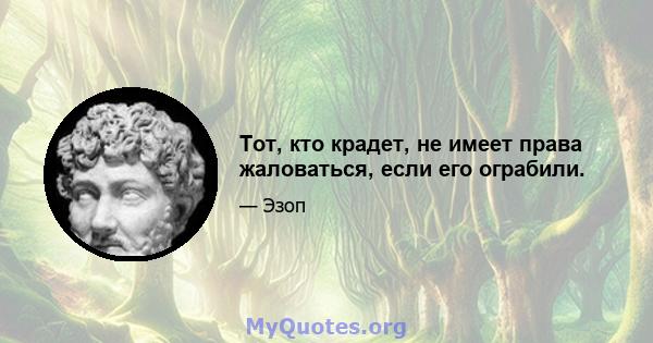 Тот, кто крадет, не имеет права жаловаться, если его ограбили.