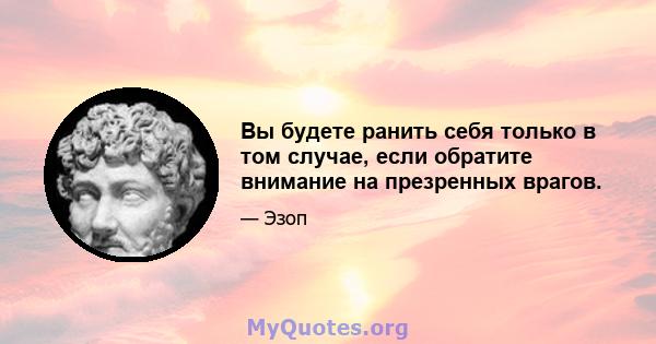 Вы будете ранить себя только в том случае, если обратите внимание на презренных врагов.