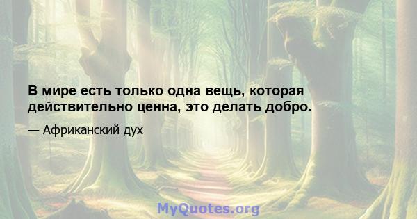 В мире есть только одна вещь, которая действительно ценна, это делать добро.