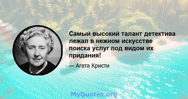 Самый высокий талант детектива лежал в нежном искусстве поиска услуг под видом их придания!