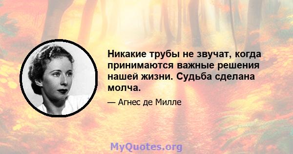 Никакие трубы не звучат, когда принимаются важные решения нашей жизни. Судьба сделана молча.