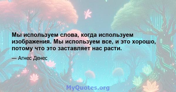 Мы используем слова, когда используем изображения. Мы используем все, и это хорошо, потому что это заставляет нас расти.