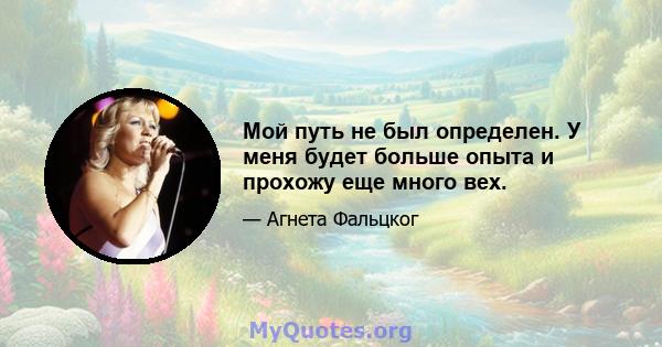 Мой путь не был определен. У меня будет больше опыта и прохожу еще много вех.