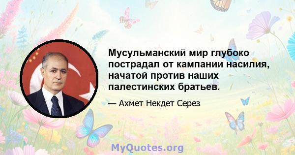 Мусульманский мир глубоко пострадал от кампании насилия, начатой ​​против наших палестинских братьев.