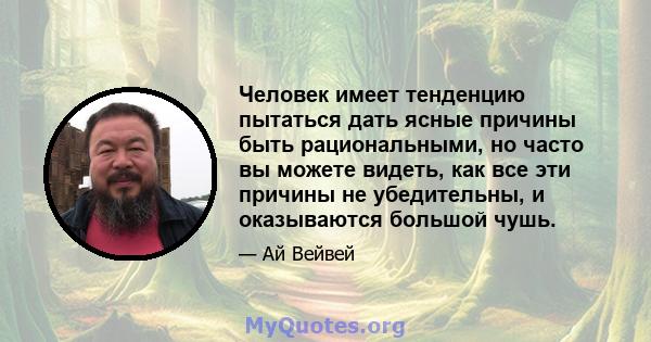 Человек имеет тенденцию пытаться дать ясные причины быть рациональными, но часто вы можете видеть, как все эти причины не убедительны, и оказываются большой чушь.