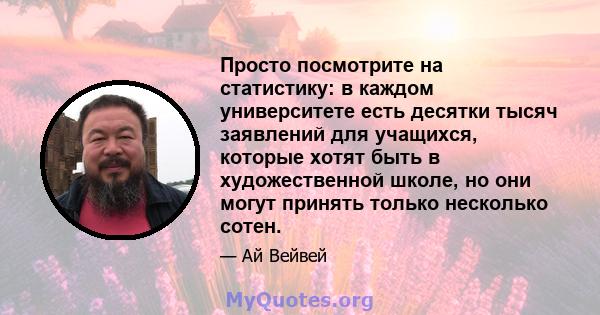 Просто посмотрите на статистику: в каждом университете есть десятки тысяч заявлений для учащихся, которые хотят быть в художественной школе, но они могут принять только несколько сотен.