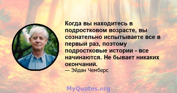 Когда вы находитесь в подростковом возрасте, вы сознательно испытываете все в первый раз, поэтому подростковые истории - все начинаются. Не бывает никаких окончаний.