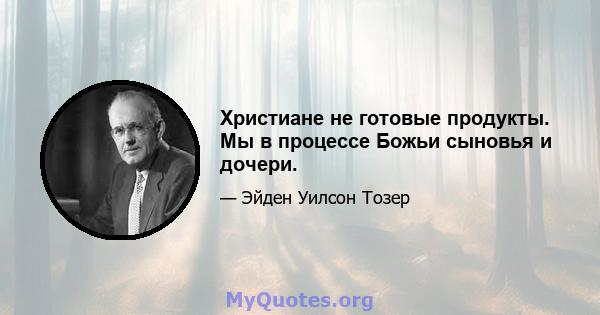 Христиане не готовые продукты. Мы в процессе Божьи сыновья и дочери.