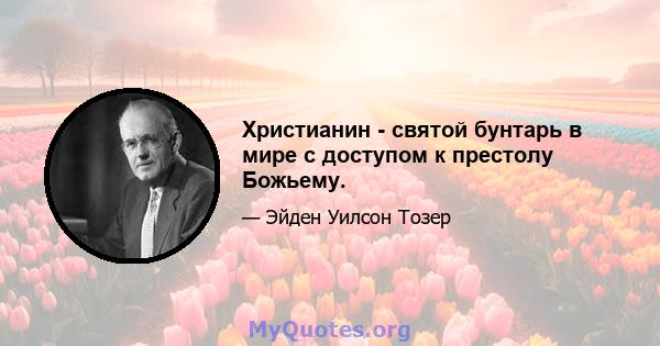 Христианин - святой бунтарь в мире с доступом к престолу Божьему.