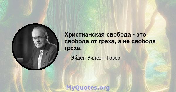 Христианская свобода - это свобода от греха, а не свобода греха.