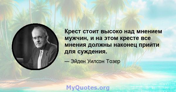 Крест стоит высоко над мнением мужчин, и на этом кресте все мнения должны наконец прийти для суждения.