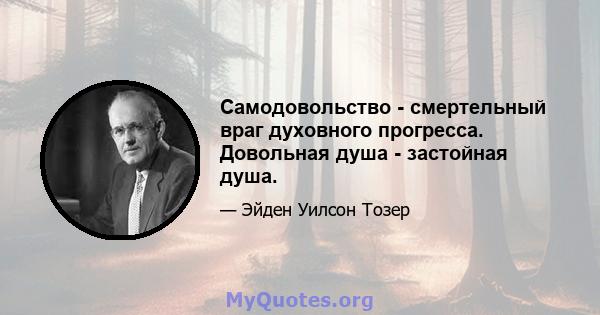 Самодовольство - смертельный враг духовного прогресса. Довольная душа - застойная душа.