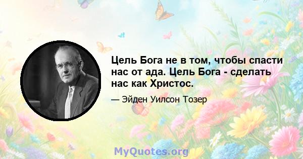 Цель Бога не в том, чтобы спасти нас от ада. Цель Бога - сделать нас как Христос.