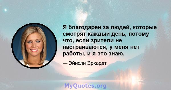 Я благодарен за людей, которые смотрят каждый день, потому что, если зрители не настраиваются, у меня нет работы, и я это знаю.