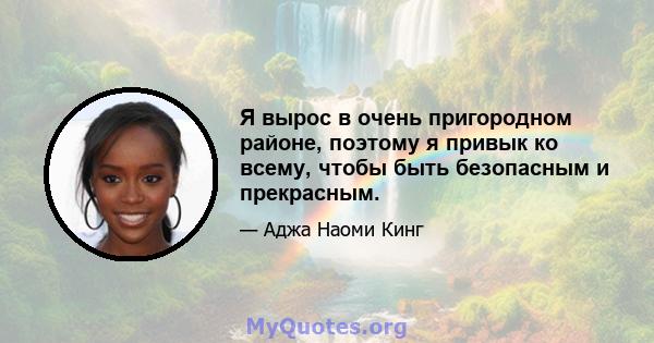 Я вырос в очень пригородном районе, поэтому я привык ко всему, чтобы быть безопасным и прекрасным.