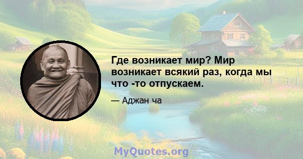 Где возникает мир? Мир возникает всякий раз, когда мы что -то отпускаем.