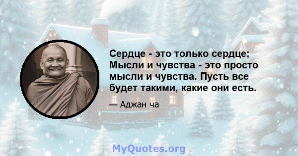 Сердце - это только сердце; Мысли и чувства - это просто мысли и чувства. Пусть все будет такими, какие они есть.