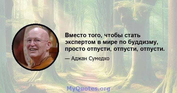 Вместо того, чтобы стать экспертом в мире по буддизму, просто отпусти, отпусти, отпусти.