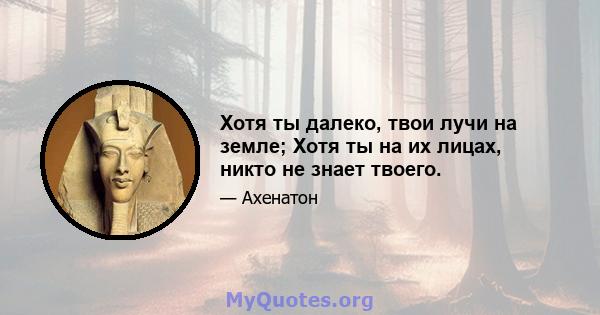 Хотя ты далеко, твои лучи на земле; Хотя ты на их лицах, никто не знает твоего.