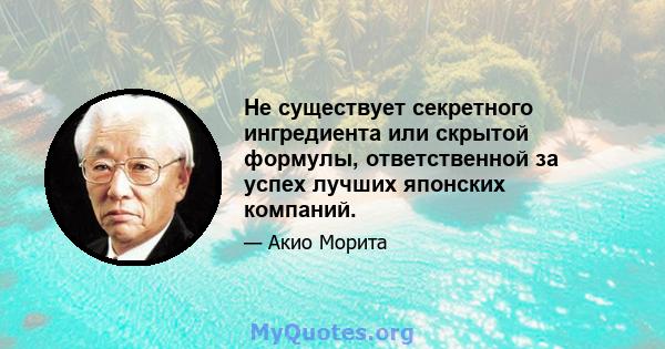 Не существует секретного ингредиента или скрытой формулы, ответственной за успех лучших японских компаний.