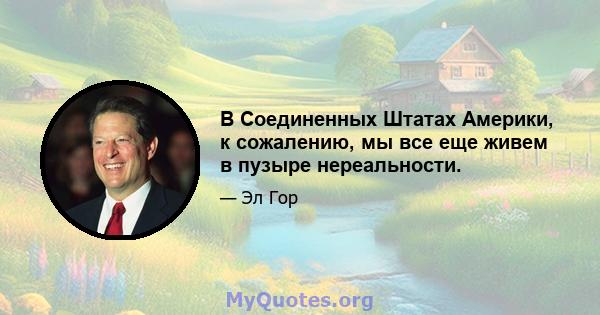 В Соединенных Штатах Америки, к сожалению, мы все еще живем в пузыре нереальности.