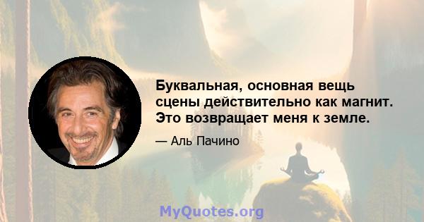 Буквальная, основная вещь сцены действительно как магнит. Это возвращает меня к земле.