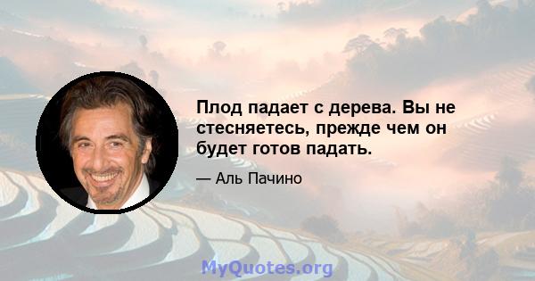 Плод падает с дерева. Вы не стесняетесь, прежде чем он будет готов падать.