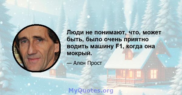 Люди не понимают, что, может быть, было очень приятно водить машину F1, когда она мокрый.