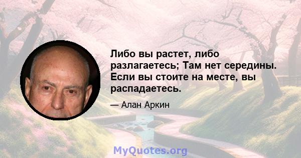 Либо вы растет, либо разлагаетесь; Там нет середины. Если вы стоите на месте, вы распадаетесь.