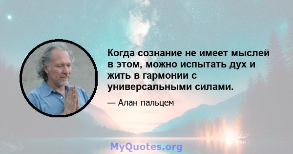 Когда сознание не имеет мыслей в этом, можно испытать дух и жить в гармонии с универсальными силами.