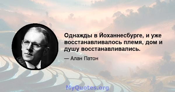 Однажды в Йоханнесбурге, и уже восстанавливалось племя, дом и душу восстанавливались.