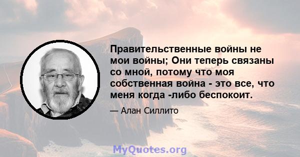 Правительственные войны не мои войны; Они теперь связаны со мной, потому что моя собственная война - это все, что меня когда -либо беспокоит.