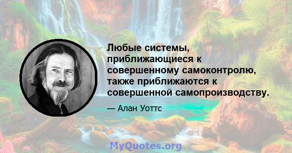 Любые системы, приближающиеся к совершенному самоконтролю, также приближаются к совершенной самопроизводству.