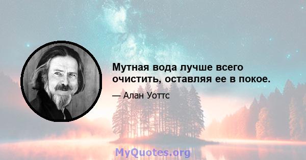 Мутная вода лучше всего очистить, оставляя ее в покое.