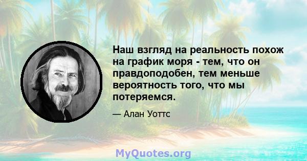 Наш взгляд на реальность похож на график моря - тем, что он правдоподобен, тем меньше вероятность того, что мы потеряемся.