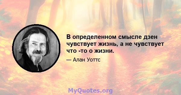 В определенном смысле дзен чувствует жизнь, а не чувствует что -то о жизни.