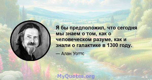 Я бы предположил, что сегодня мы знаем о том, как о человеческом разуме, как и знали о галактике в 1300 году.