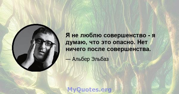 Я не люблю совершенство - я думаю, что это опасно. Нет ничего после совершенства.