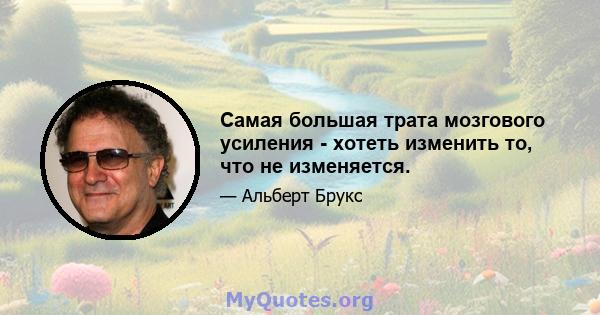 Самая большая трата мозгового усиления - хотеть изменить то, что не изменяется.