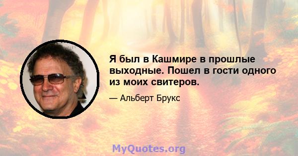 Я был в Кашмире в прошлые выходные. Пошел в гости одного из моих свитеров.