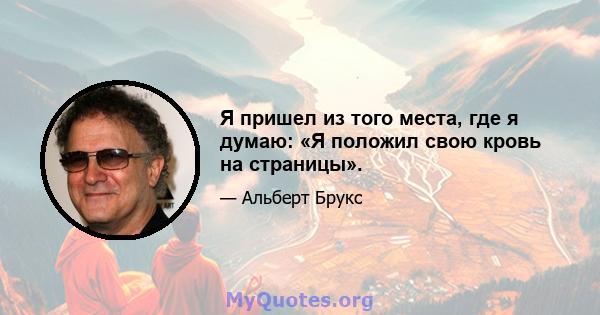 Я пришел из того места, где я думаю: «Я положил свою кровь на страницы».