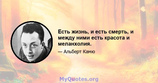 Есть жизнь, и есть смерть, и между ними есть красота и меланхолия.