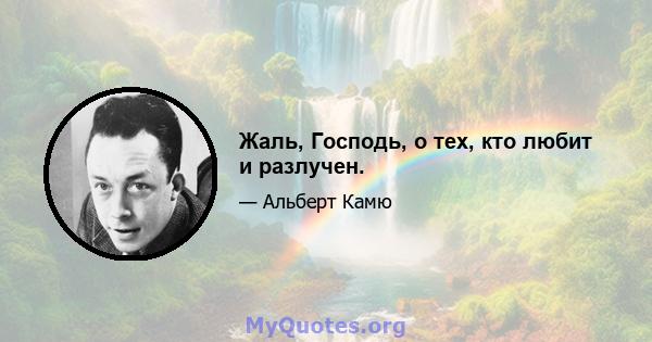 Жаль, Господь, о тех, кто любит и разлучен.