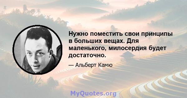 Нужно поместить свои принципы в больших вещах. Для маленького, милосердия будет достаточно.