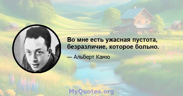 Во мне есть ужасная пустота, безразличие, которое больно.