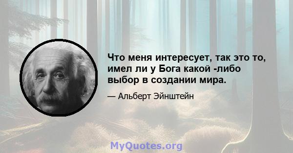 Что меня интересует, так это то, имел ли у Бога какой -либо выбор в создании мира.