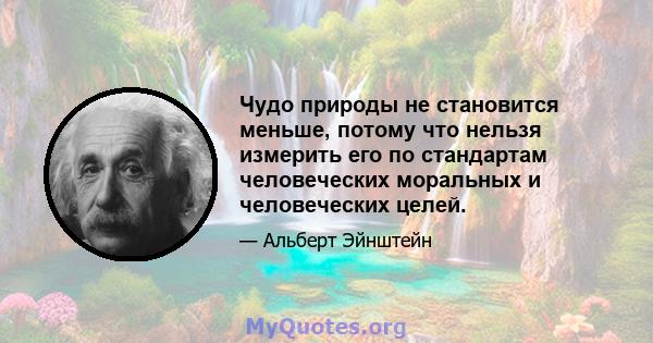 Чудо природы не становится меньше, потому что нельзя измерить его по стандартам человеческих моральных и человеческих целей.