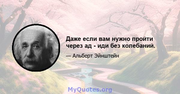 Даже если вам нужно пройти через ад - иди без колебаний.